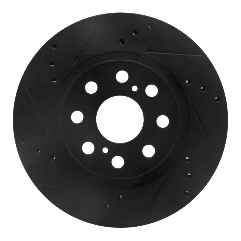 Picture of R1 00-05 Toyota MR2 Spyder Rear Left Drilled & Slotted Black Brake Rotor
