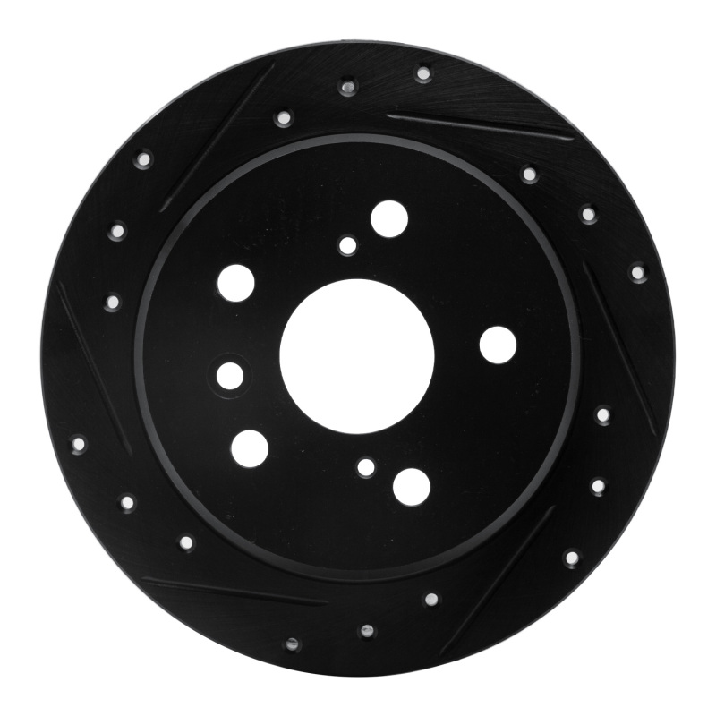 Picture of R1 02-08 Lexus ES300 Rear Left Drilled & Slotted Black Brake Rotor