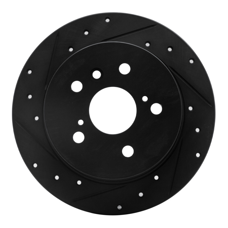 Picture of R1 07-12 Lexus ES350 Rear Left Drilled & Slotted Black Brake Rotor