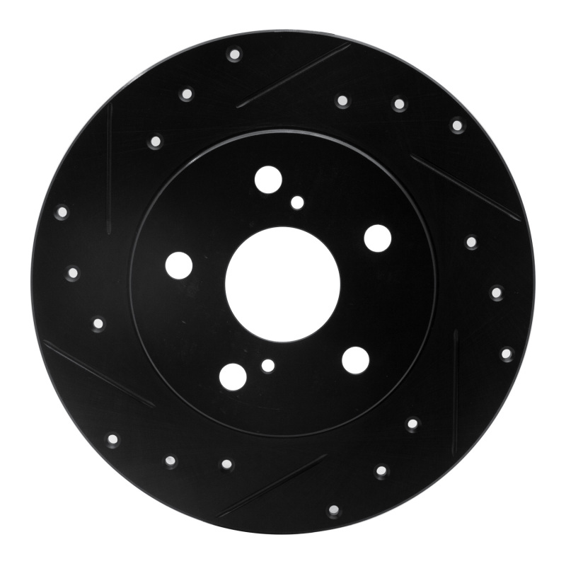Picture of R1 08-18 Pontiac Vibe Rear Left Drilled & Slotted Black Brake Rotor