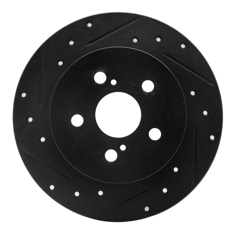 Picture of R1 09-24 Lexus CT200H Rear Left Drilled & Slotted Black Brake Rotor