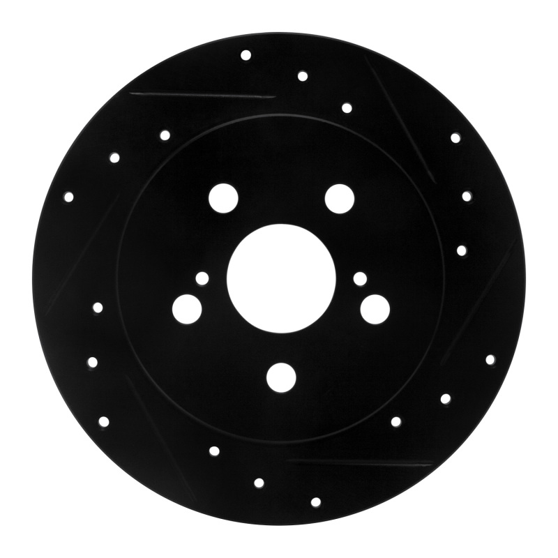 Picture of R1 09-24 Lexus CT200H Rear Right Drilled & Slotted Black Brake Rotor