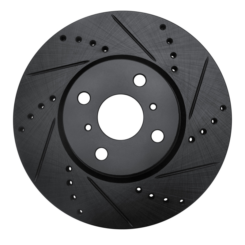 Picture of R1 12-18 Toyota Yaris (USA/Canada) Front Right Drilled & Slotted Black Brake Rotor
