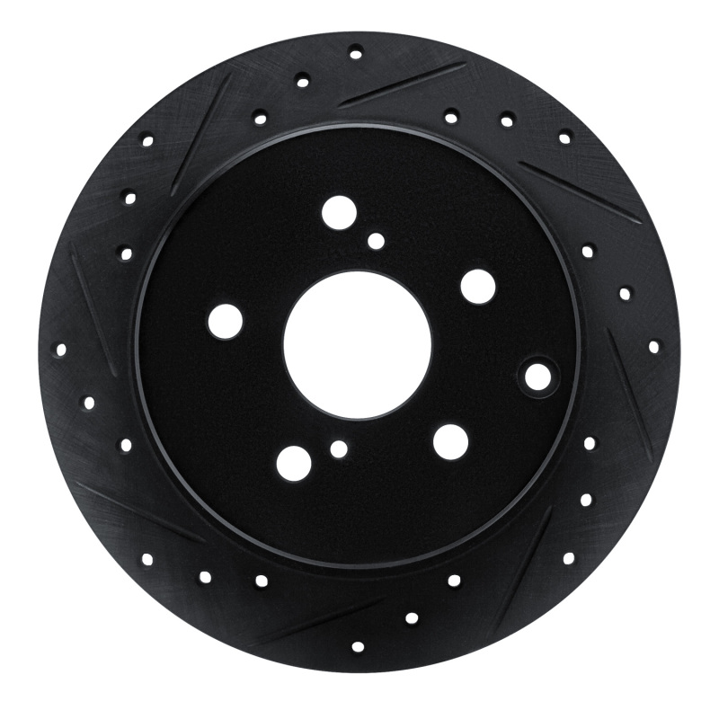 Picture of R1 12-20 Toyota Prius V Rear Left Drilled & Slotted Black Brake Rotor