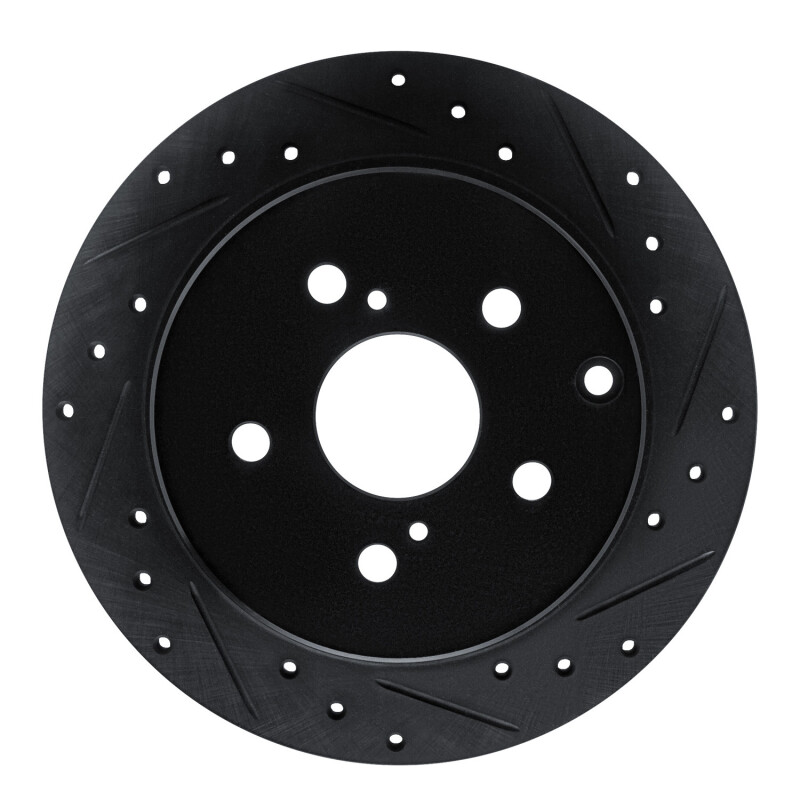 Picture of R1 12-20 Toyota Mirai Rear Right Drilled & Slotted Black Brake Rotor