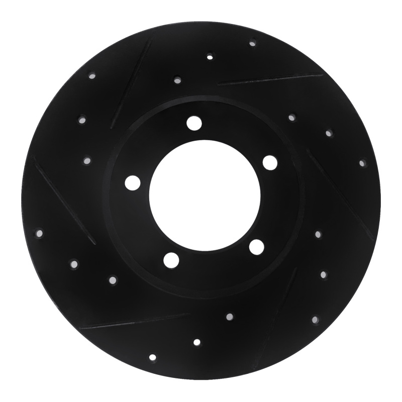 Picture of R1 75-83 Toyota Pickup Front Left Drilled & Slotted Black Brake Rotor