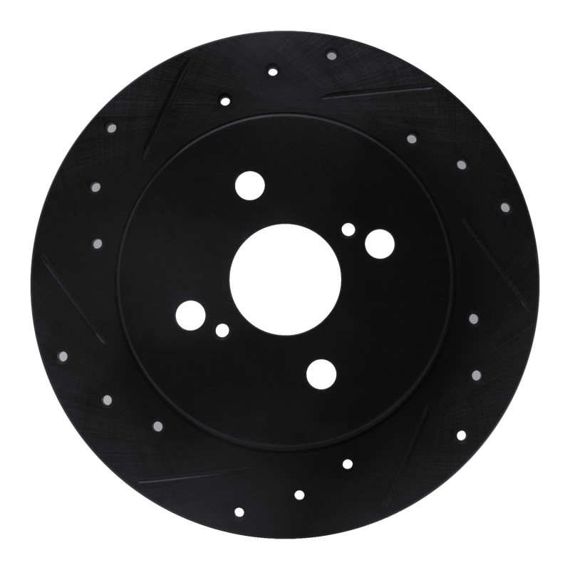 Picture of R1 12-18 Toyota Yaris (USA/Canada) Rear Left Drilled & Slotted Black Brake Rotor