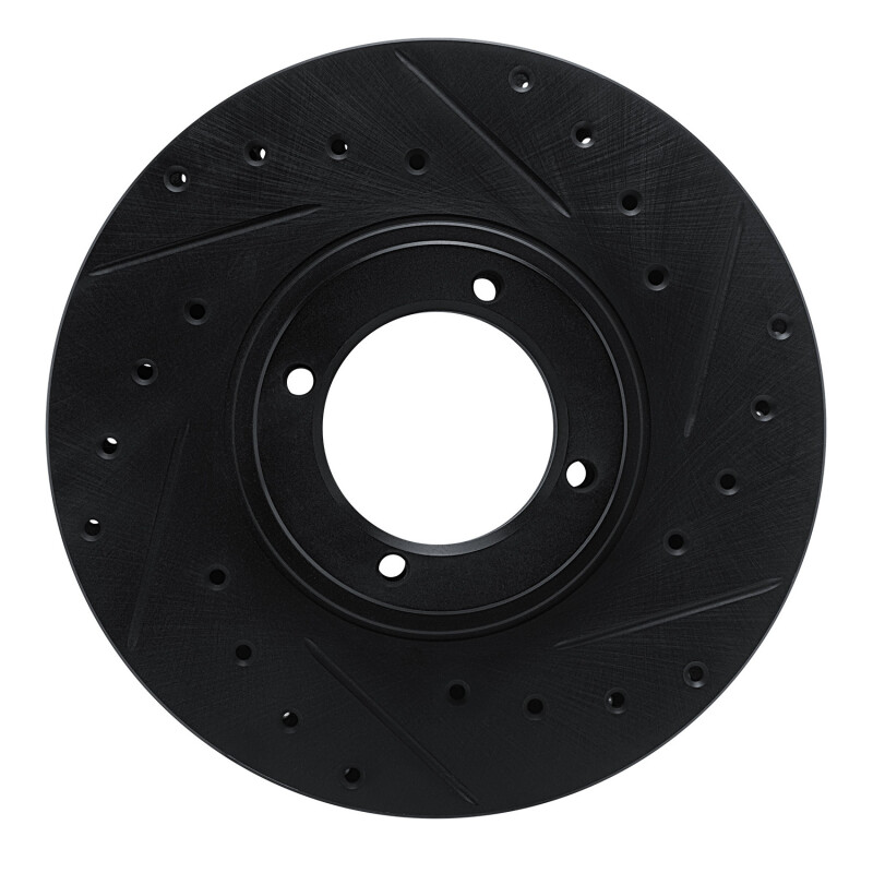 Picture of R1 84-85 Toyota Van Front Right Drilled & Slotted Black Brake Rotor