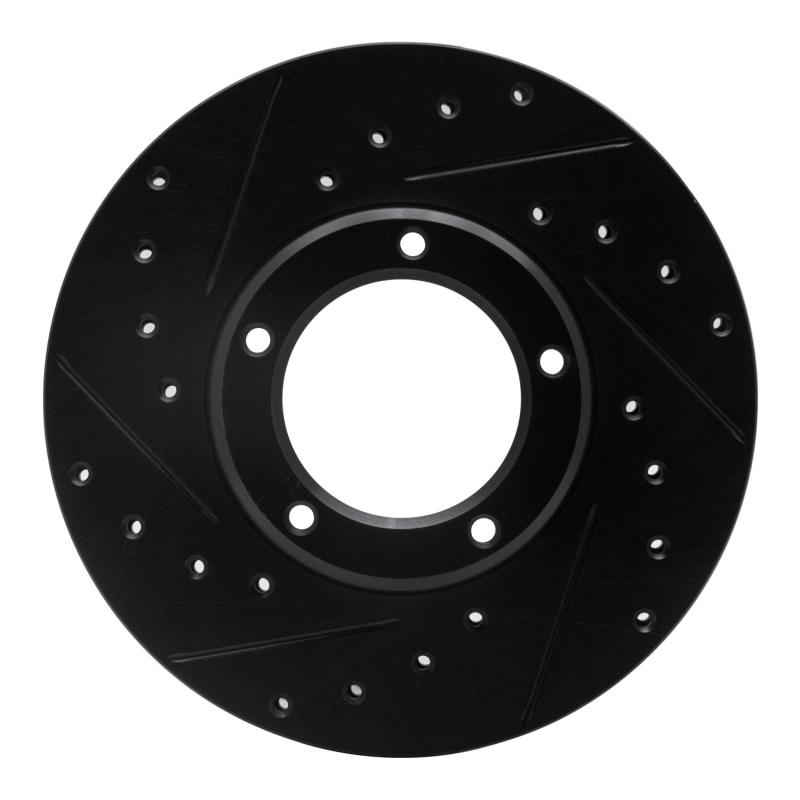 Picture of R1 85-92 Toyota Pickup Front Left Drilled & Slotted Black Brake Rotor