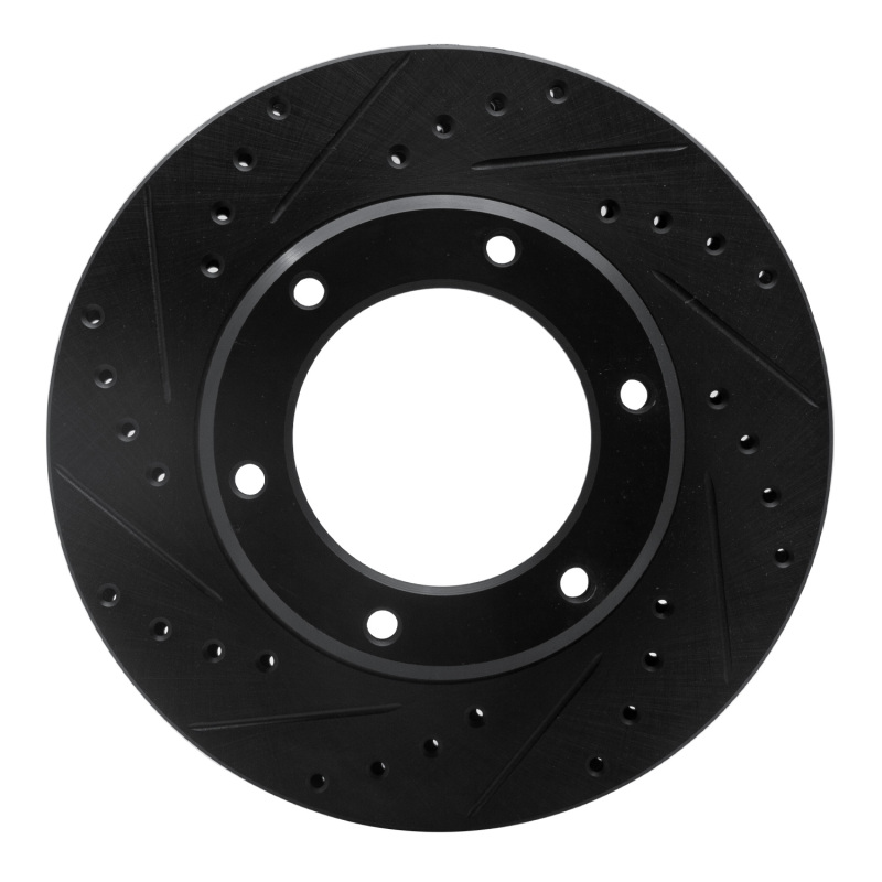 Picture of R1 90-92 Toyota Land Cruiser Front Left Drilled & Slotted Black Brake Rotor