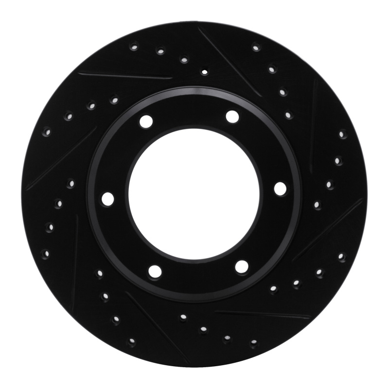 Picture of R1 90-92 Toyota Land Cruiser Front Right Drilled & Slotted Black Brake Rotor