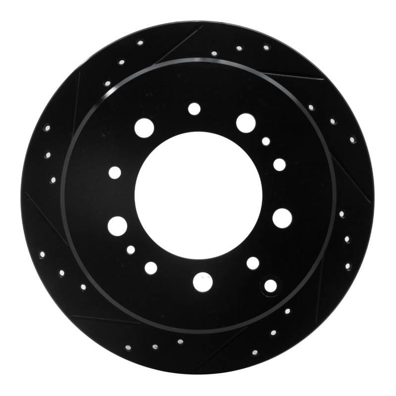Picture of R1 98-07 Lexus LX470 Rear Left Drilled & Slotted Black Brake Rotor