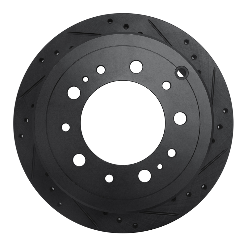 Picture of R1 98-07 Lexus LX470 Rear Right Drilled & Slotted Black Brake Rotor