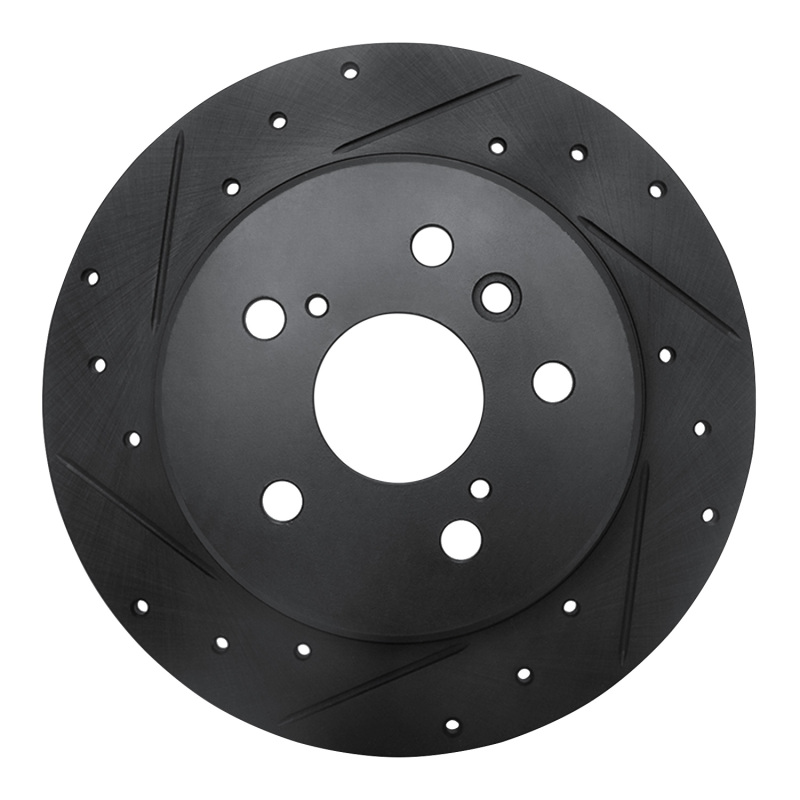 Picture of R1 99-03 Lexus RX300 Rear Left Drilled & Slotted Black Brake Rotor