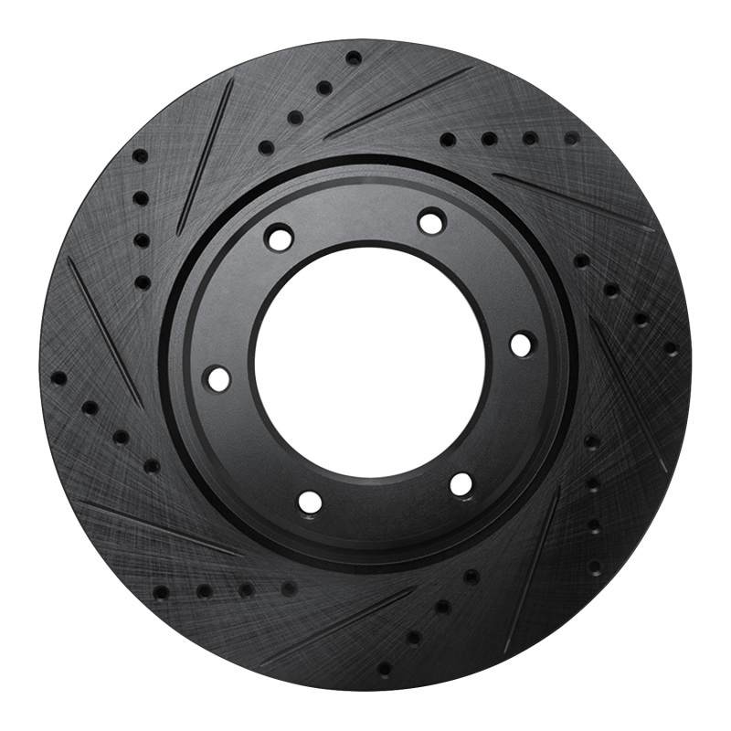 Picture of R1 93-97 Lexus LX450 Front Left Drilled & Slotted Black Brake Rotor