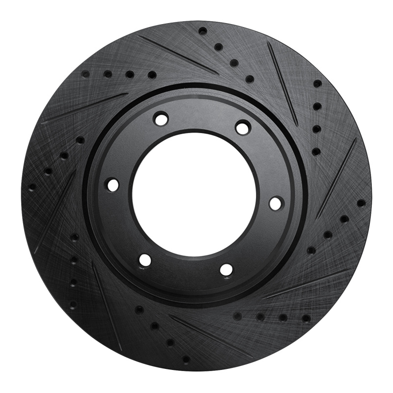 Picture of R1 93-97 Lexus LX450 Front Right Drilled & Slotted Black Brake Rotor