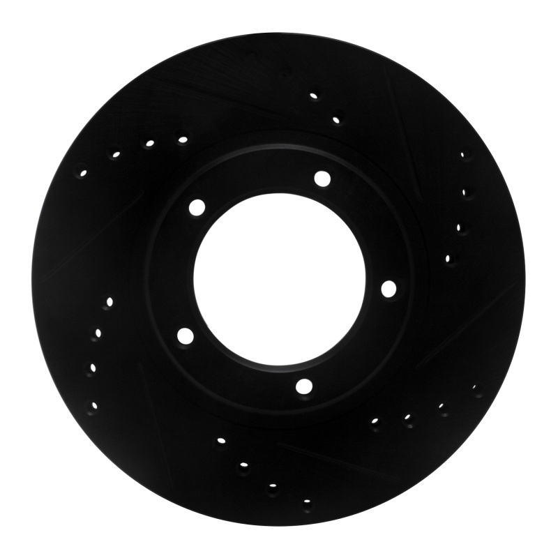 Picture of R1 95-04 Toyota Tacoma Front Right Drilled & Slotted Black Brake Rotor