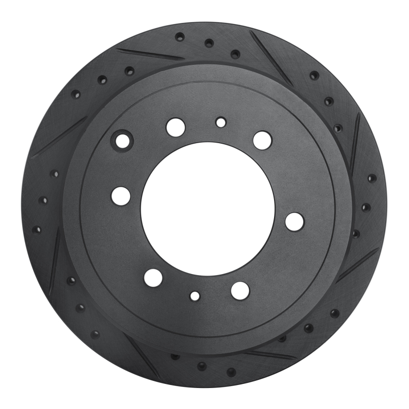 Picture of R1 93-97 Lexus LX450 Rear Right Drilled & Slotted Black Brake Rotor