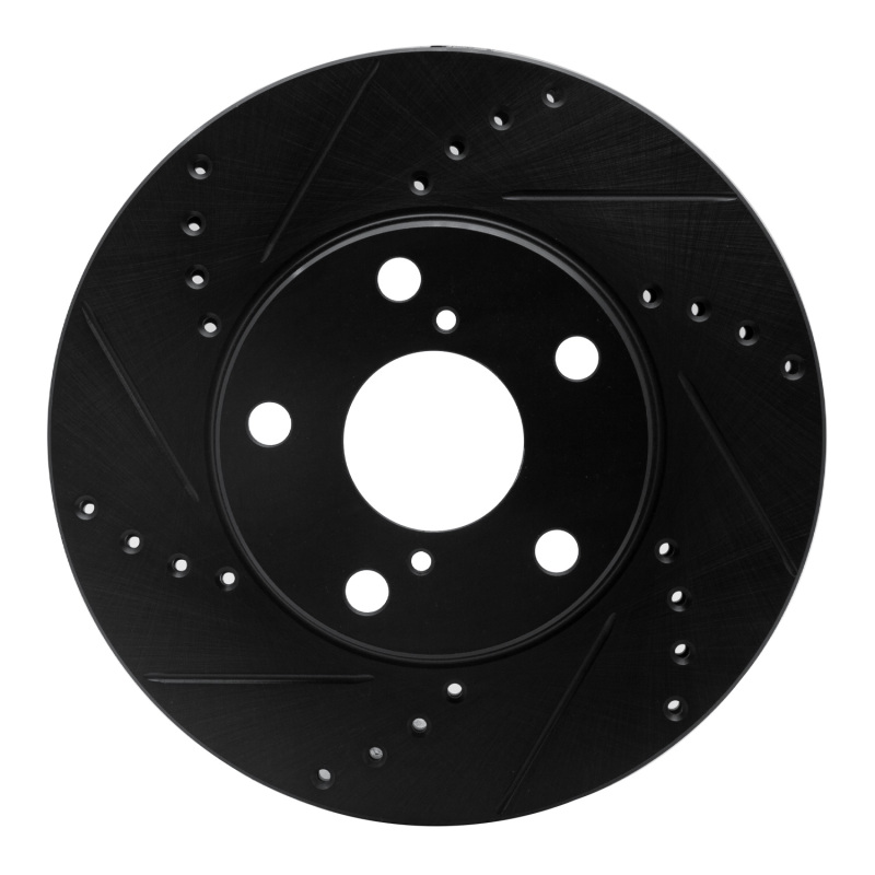 Picture of R1 01-05 Toyota RAV4 Front Left Drilled & Slotted Black Brake Rotor