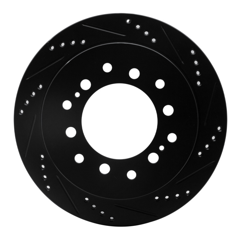 Picture of R1 01-09 Lexus GX470 Rear Right Drilled & Slotted Black Brake Rotor