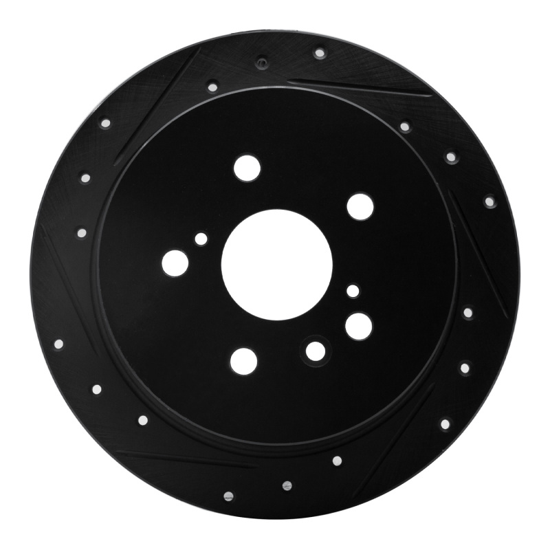 Picture of R1 04-09 Lexus RX350 Rear Left Drilled & Slotted Black Brake Rotor
