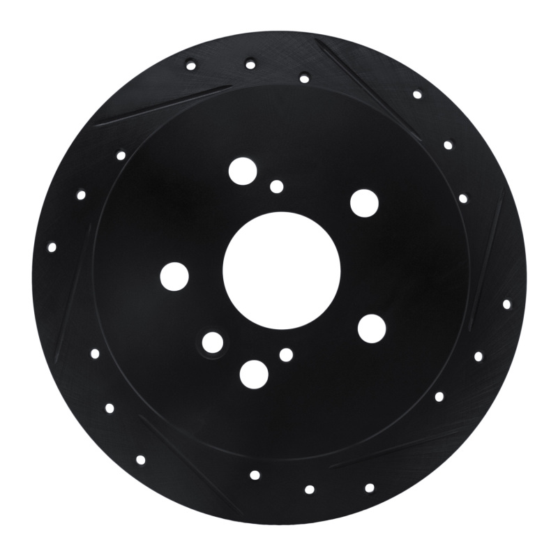 Picture of R1 04-09 Lexus RX330 Rear Right Drilled & Slotted Black Brake Rotor