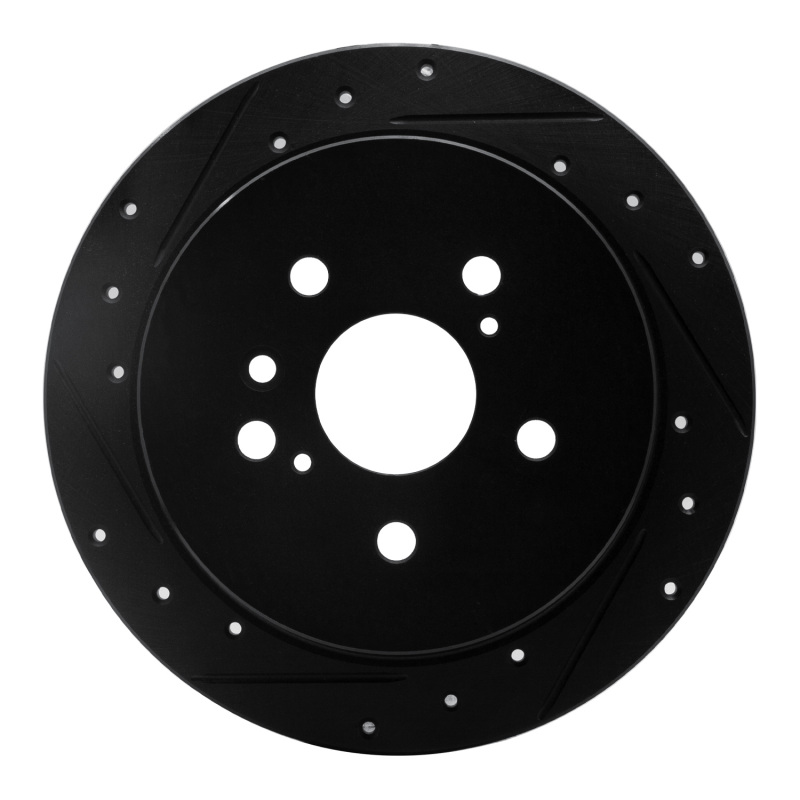 Picture of R1 04-10 Toyota SIENNA Rear Left Drilled & Slotted Black Brake Rotor