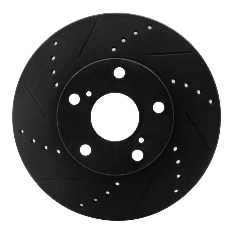 Picture of R1 05-15 Toyota Tacoma Front Left Drilled & Slotted Black Brake Rotor