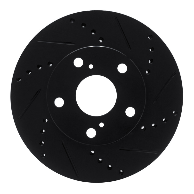 Picture of R1 05-15 Toyota Tacoma Front Right Drilled & Slotted Black Brake Rotor