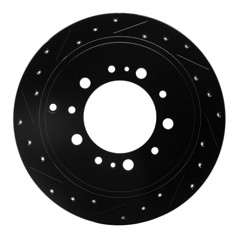 Picture of R1 07-22 Lexus LX570 Rear Left Drilled & Slotted Black Brake Rotor