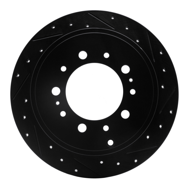Picture of R1 07-22 Lexus LX570 Rear Right Drilled & Slotted Black Brake Rotor