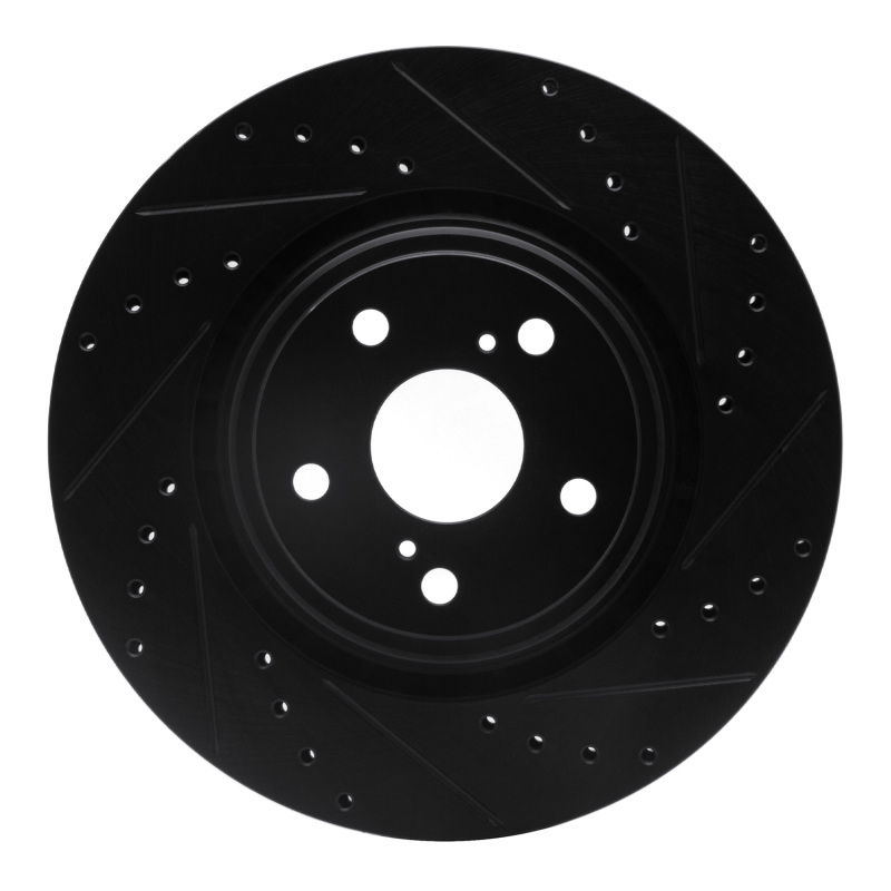 Picture of R1 08-21 Lexus RX350 Front Right Drilled & Slotted Black Brake Rotor
