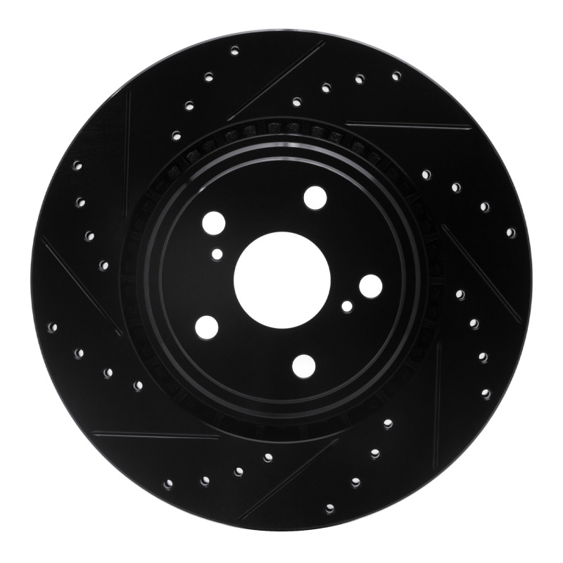 Picture of R1 08-21 Lexus NX200T Front Left Drilled & Slotted Black Brake Rotor