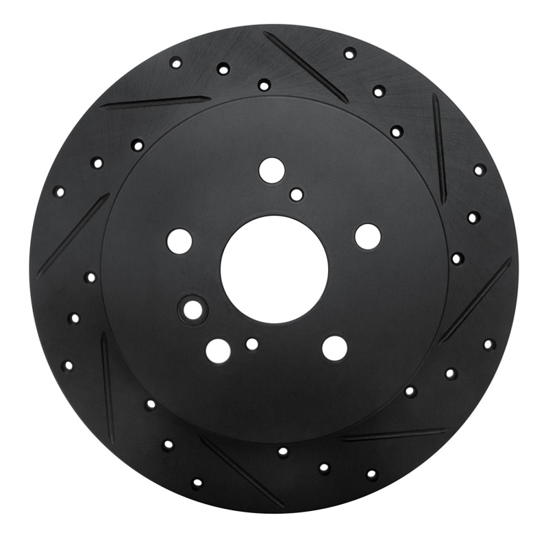 Picture of R1 08-13 Toyota Highlander Rear Right Drilled & Slotted Black Brake Rotor