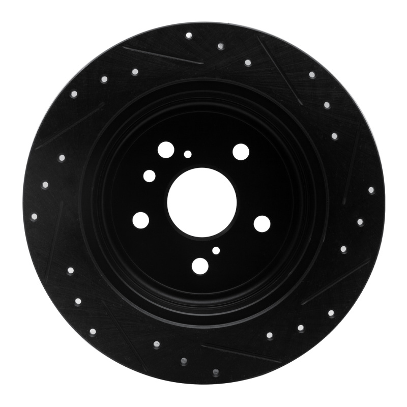 Picture of R1 08-13 Toyota Highlander Rear Left Drilled & Slotted Black Brake Rotor