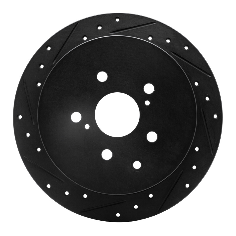 Picture of R1 10-20 Lexus RX450h Rear Left Drilled & Slotted Black Brake Rotor