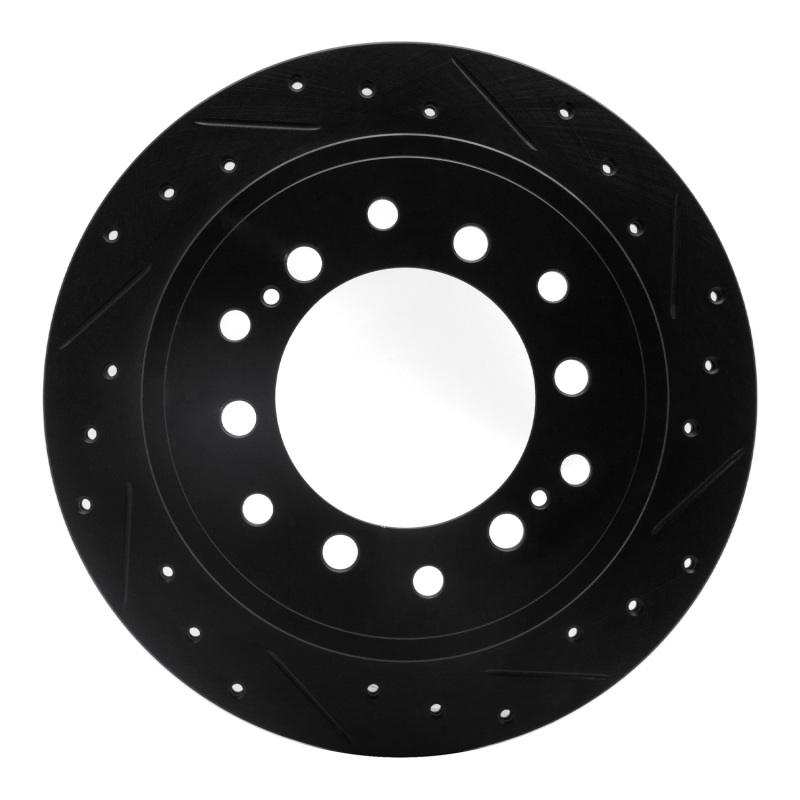 Picture of R1 10-24 Lexus GX460 Rear Right Drilled & Slotted Black Brake Rotor
