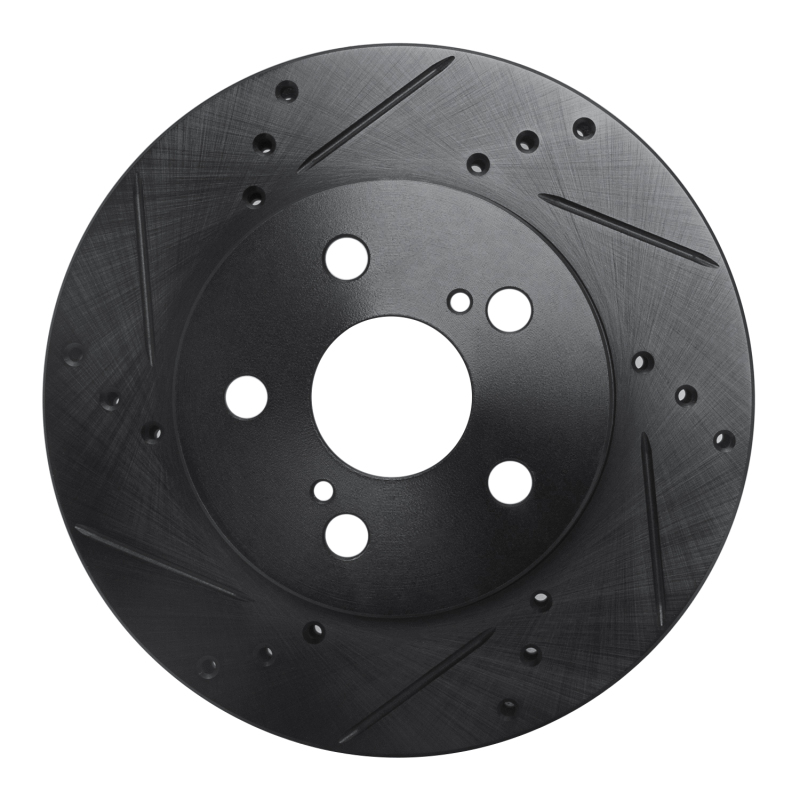Picture of R1 16-22 Toyota Prius Front Left Drilled & Slotted Black Brake Rotor
