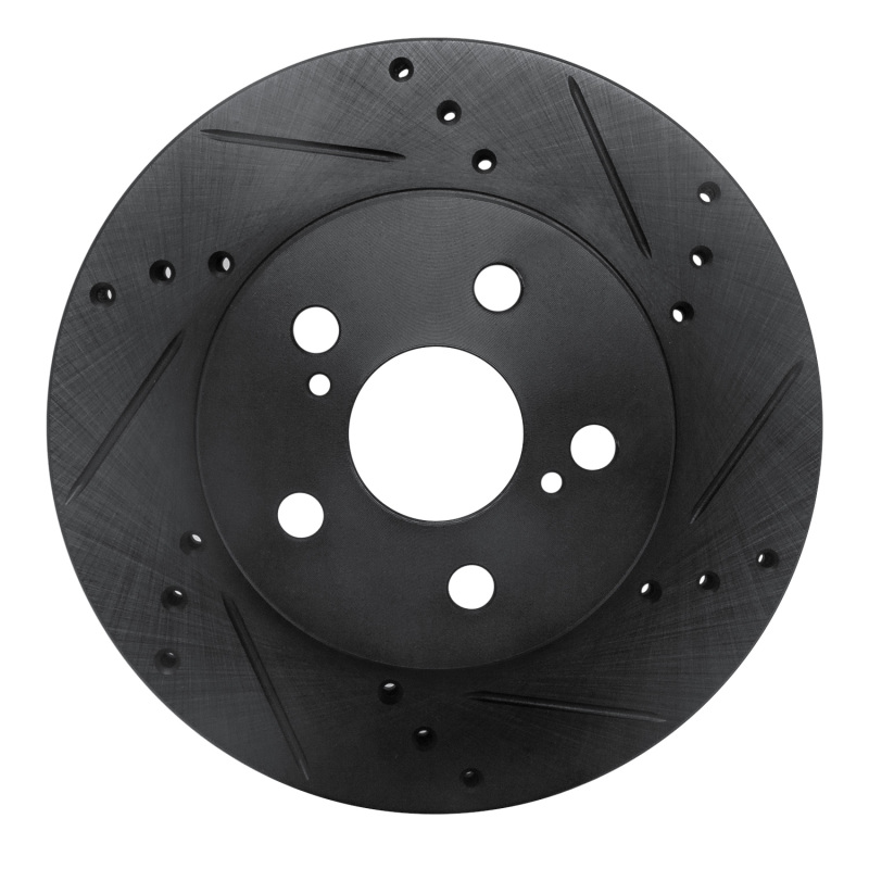Picture of R1 16-22 Toyota Corolla (US/Canada) Front Right Drilled & Slotted Black Brake Rotor