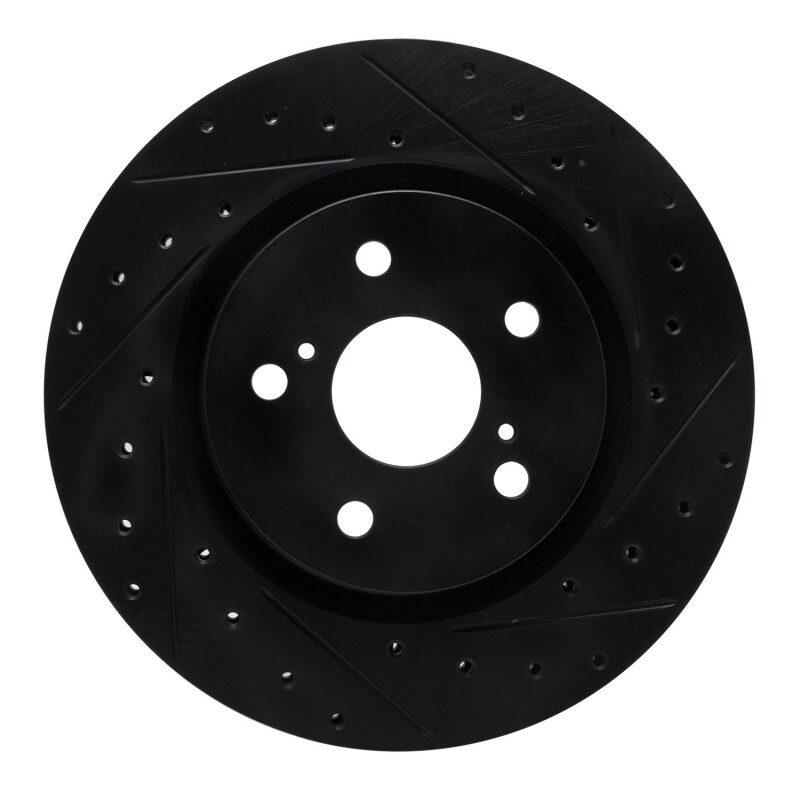 Picture of R1 18-25 Lexus UX250h Front Right Drilled & Slotted Black Brake Rotor
