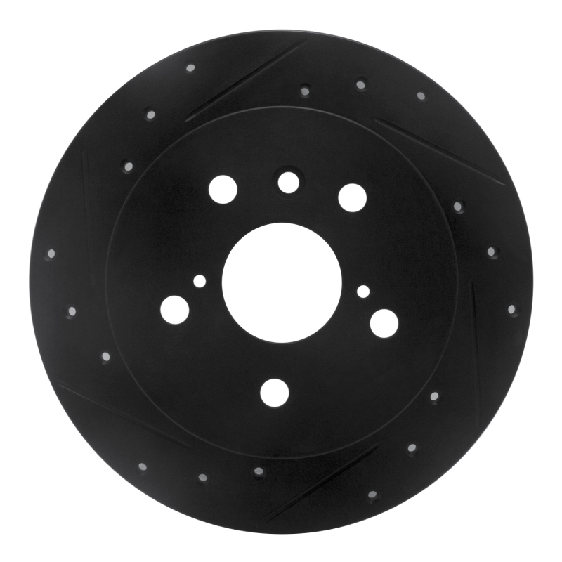 Picture of R1 18-24 Toyota Camry Rear Left Drilled & Slotted Black Brake Rotor