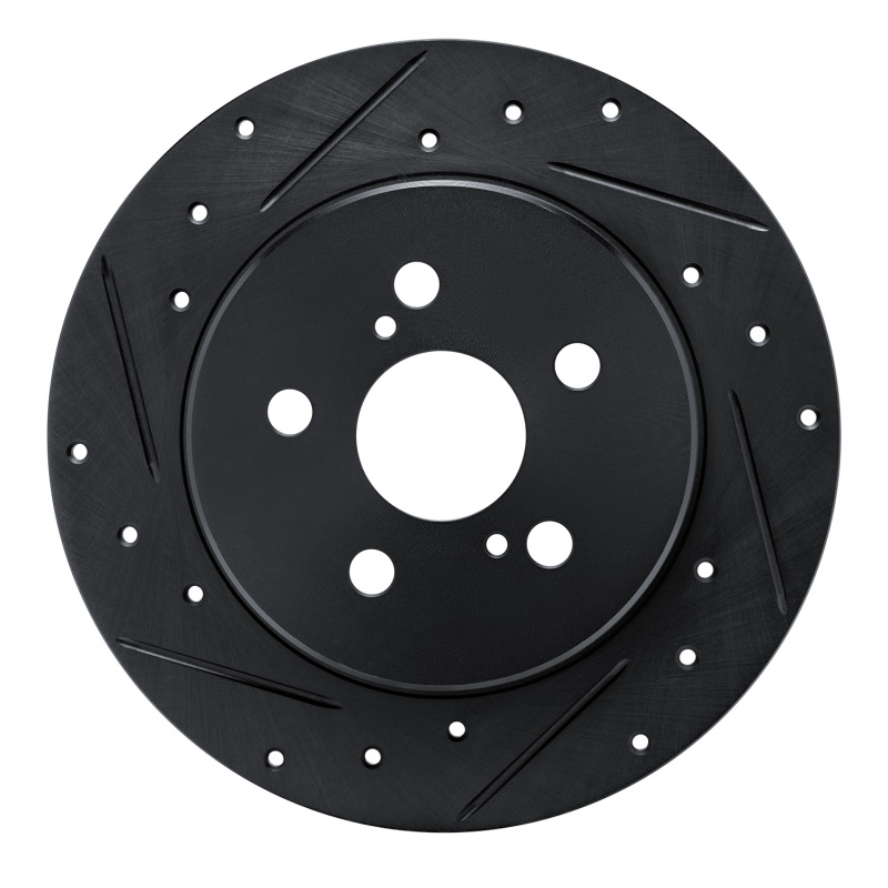 Picture of R1 19-25 Toyota Corolla (US/Canada) Rear Left Drilled & Slotted Black Brake Rotor