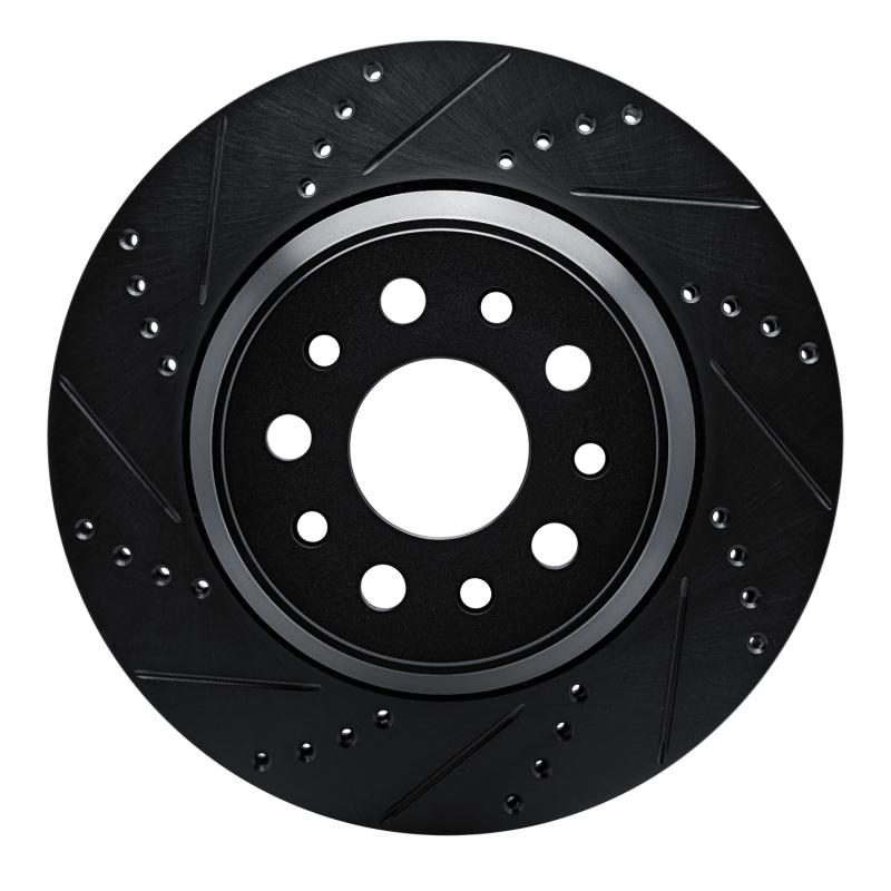 Picture of R1 14-16 Maserati Ghibli Rear Left Drilled & Slotted Black Brake Rotor