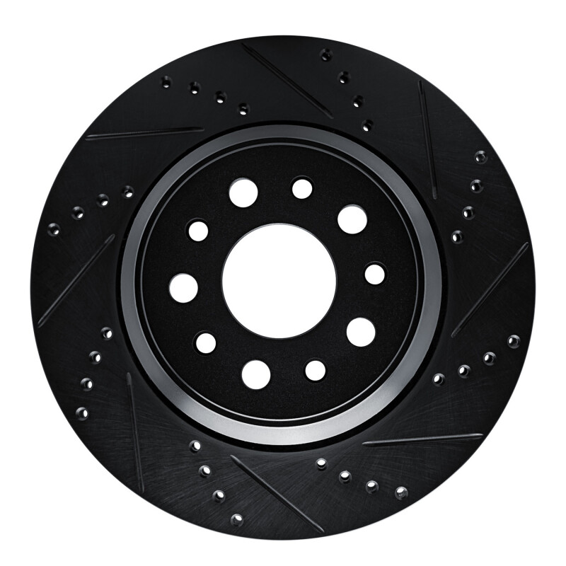 Picture of R1 14-16 Maserati Ghibli Rear Right Drilled & Slotted Black Brake Rotor