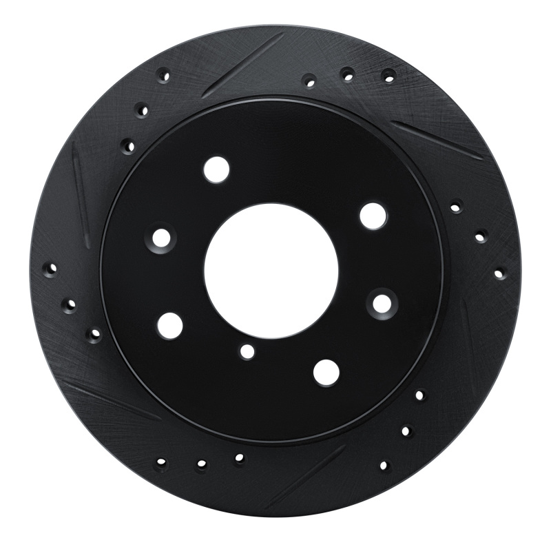 Picture of R1 84-85 Mazda RX-7 Rear Left Drilled & Slotted Black Brake Rotor