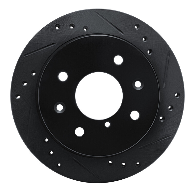 Picture of R1 84-85 Mazda RX-7 Rear Right Drilled & Slotted Black Brake Rotor