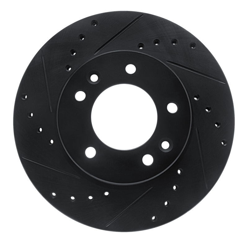 Picture of R1 86-91 Mazda RX-7 Front Left Drilled & Slotted Black Brake Rotor