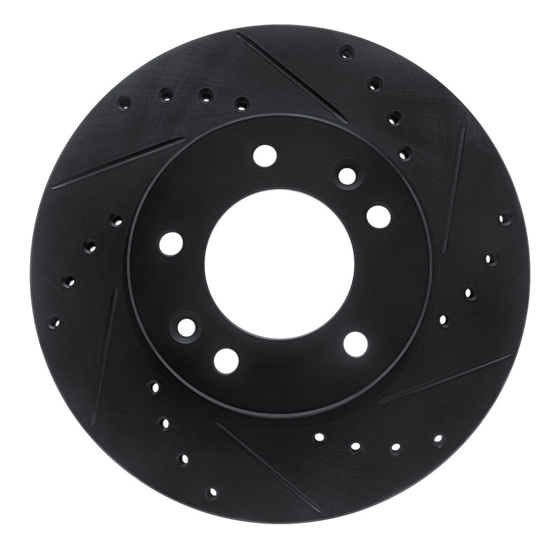 Picture of R1 86-91 Mazda RX-7 Front Right Drilled & Slotted Black Brake Rotor