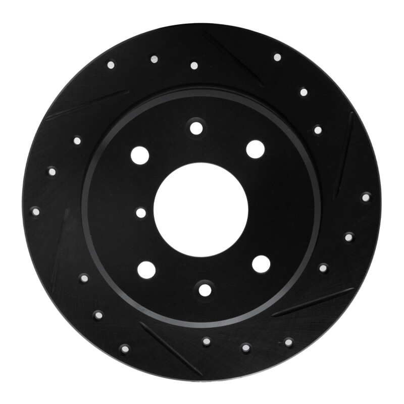 Picture of R1 86-88 Mazda RX-7 Rear Right Drilled & Slotted Black Brake Rotor