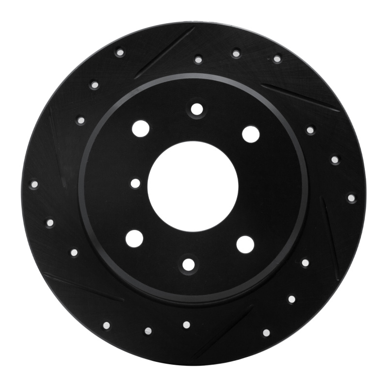Picture of R1 86-88 Mazda RX-7 Rear Left Drilled & Slotted Black Brake Rotor